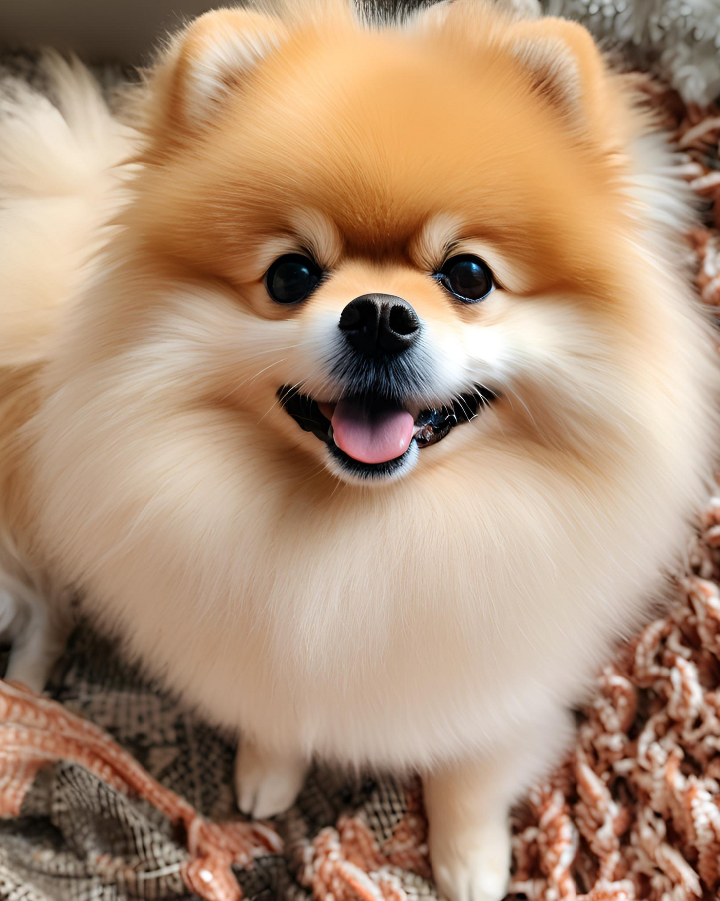 Pintura Perro Pomerania sonriente con expresi—n alegre y encantadora