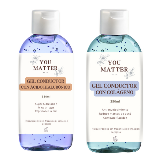Par de Geles Conductores Faciales de Ácido Hialurónico y colágeno You Matter 350ml para tratamientos de rejuvenecimiento y hidratación profunda